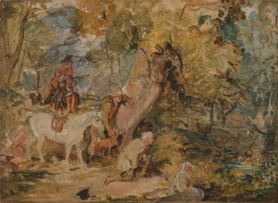A Sketch for Foresters Stalking Deer by John Frederick Lewis